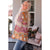 Azura Exchange Boho Print V Neck Bubble Sleeve Blouse - L