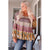 Azura Exchange Boho Print V Neck Bubble Sleeve Blouse - L