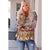 Azura Exchange Boho Print V Neck Bubble Sleeve Blouse - L