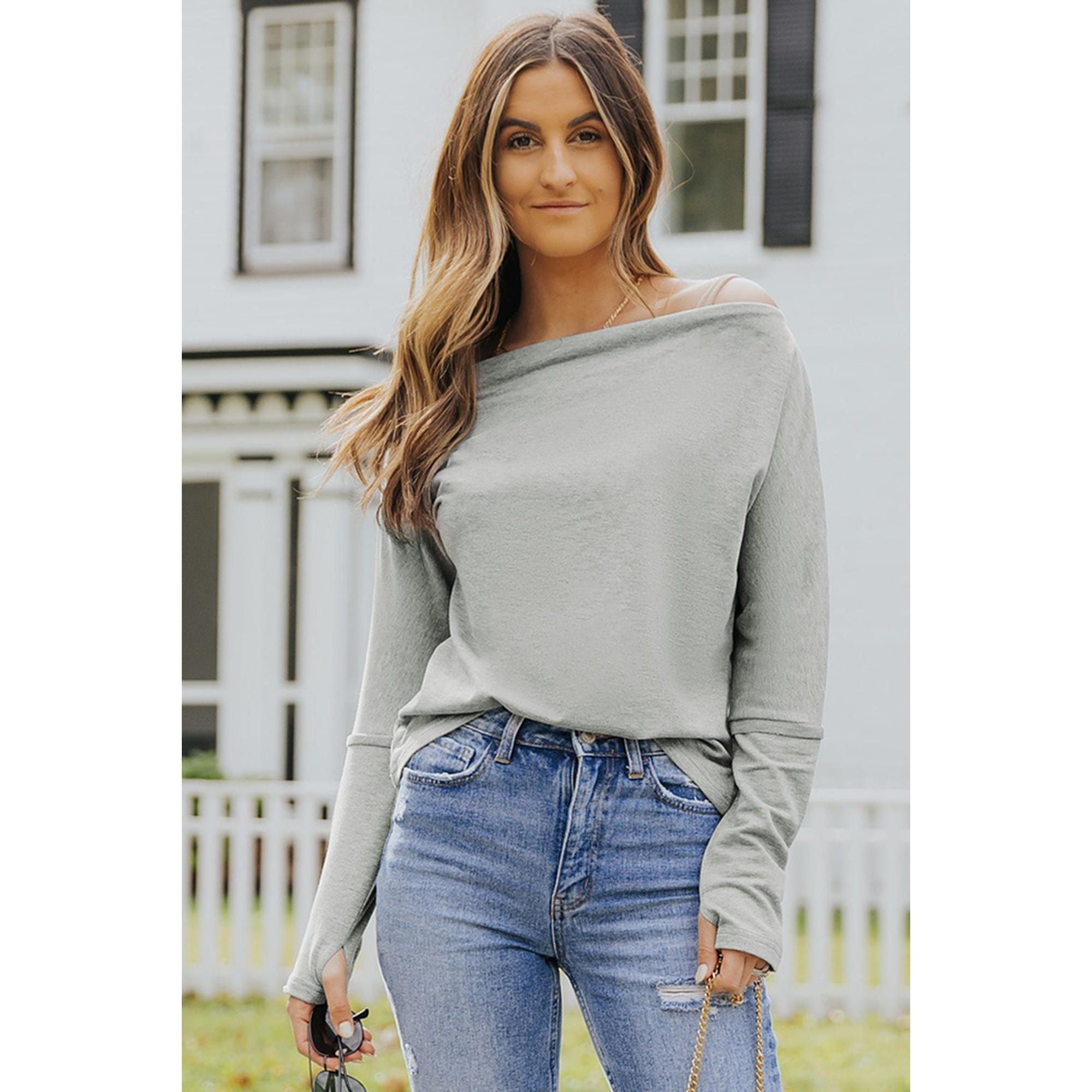 Azura Exchange Asymmetric Off-shoulder Knit Top - XL