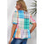 Azura Exchange Bold Plaid Color Block Puff Sleeve Peplum Top - M