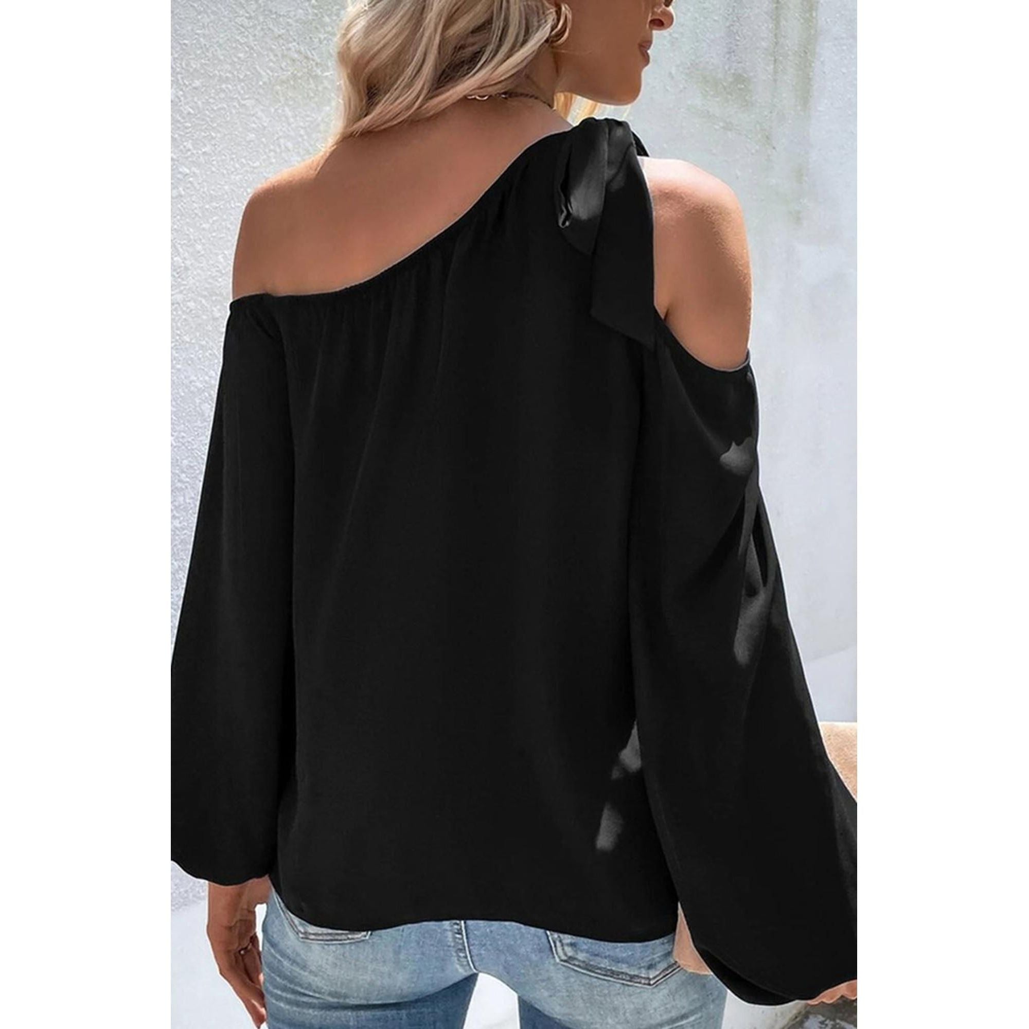 Azura Exchange Asymmetric Off Shoulder Blouse - L