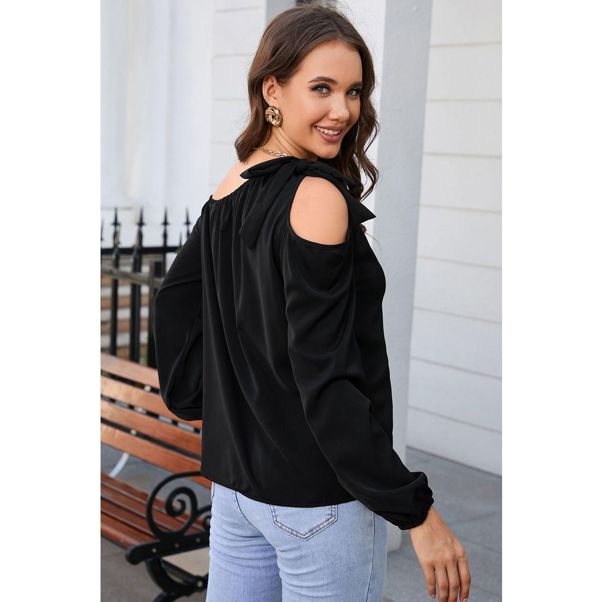 Azura Exchange Asymmetric Off Shoulder Blouse - L