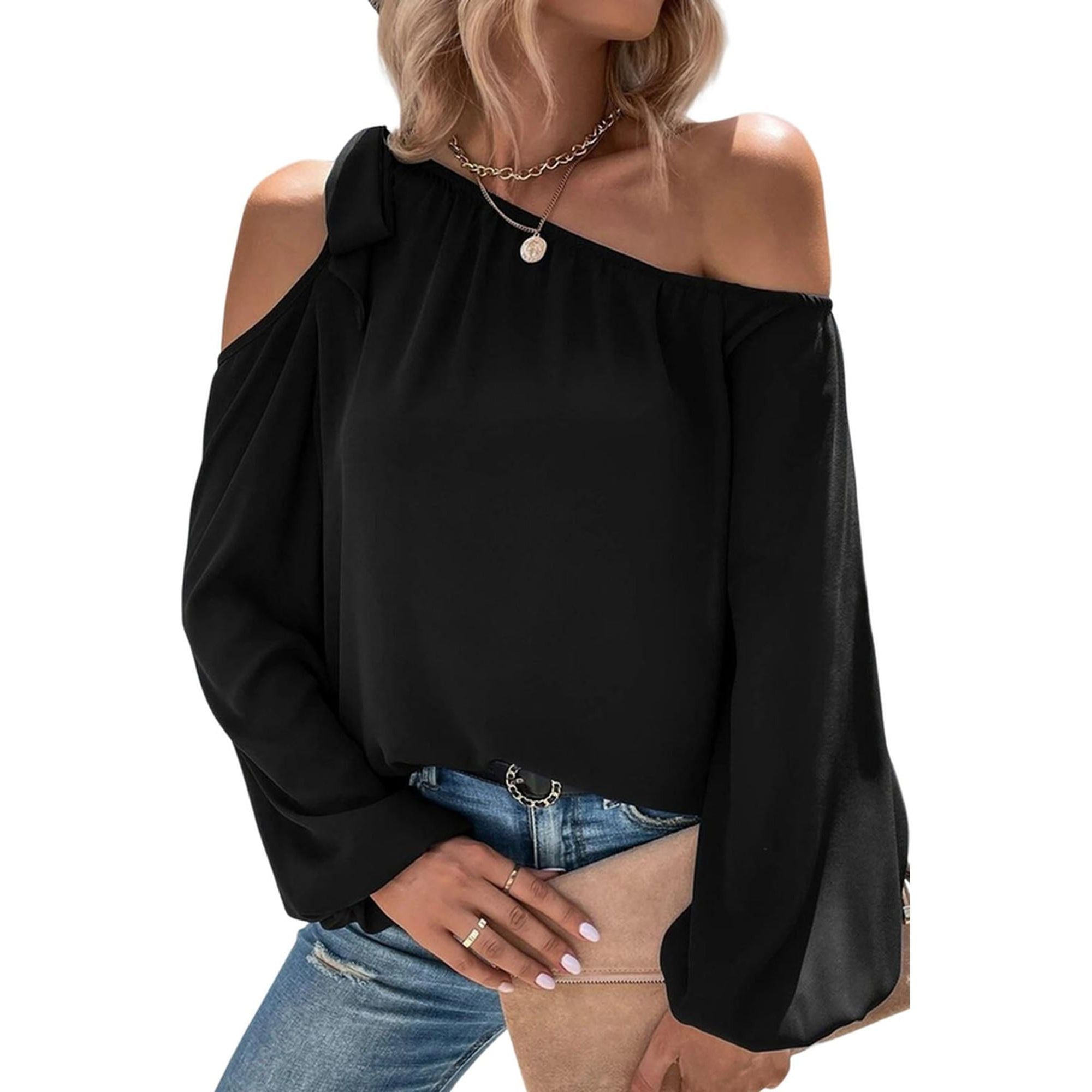 Azura Exchange Asymmetric Off Shoulder Blouse - XL