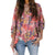 Azura Exchange Boho Floral Long Sleeve V-Neck Blouse - M