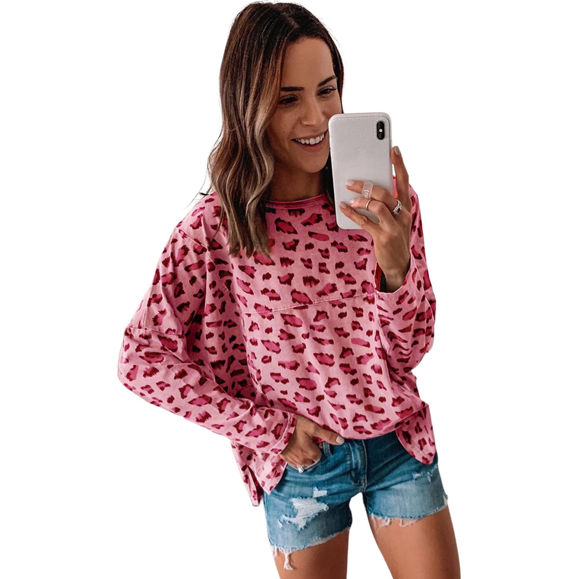 Azura Exchange Animal Print Stitching Long Sleeve Top - XL