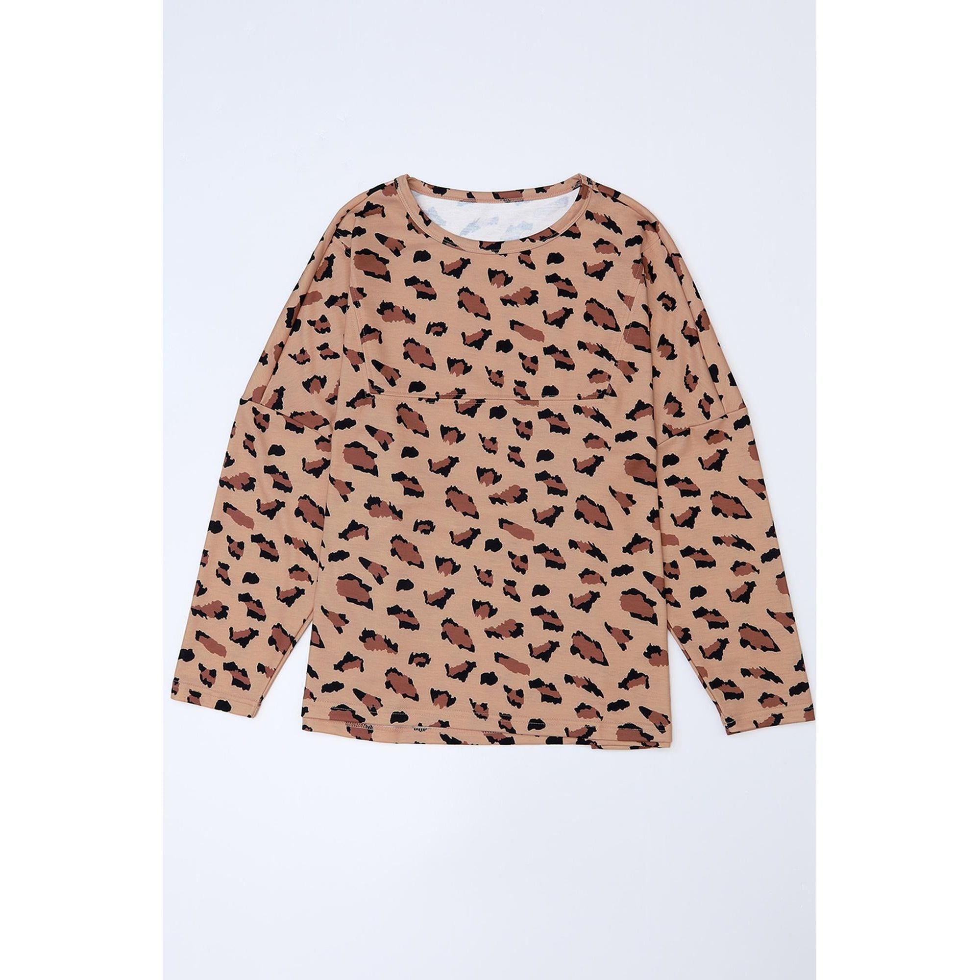 Azura Exchange Animal Print Stitching Loose Long Sleeve Top - L