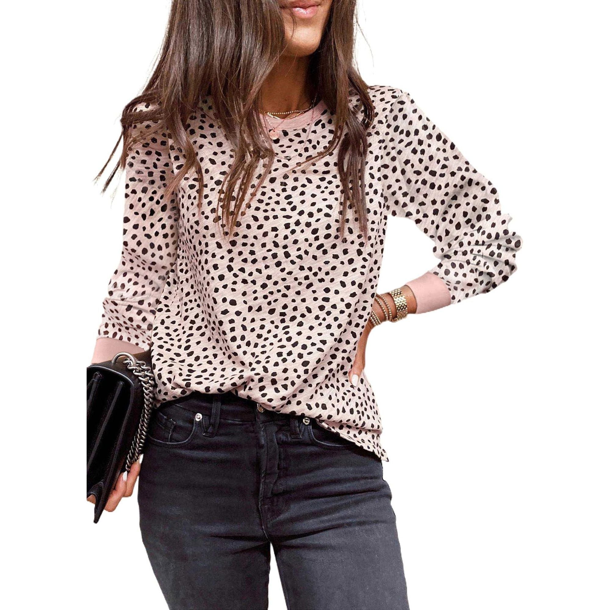 Azura Exchange Animal Spotted Print Long Sleeve Top - L