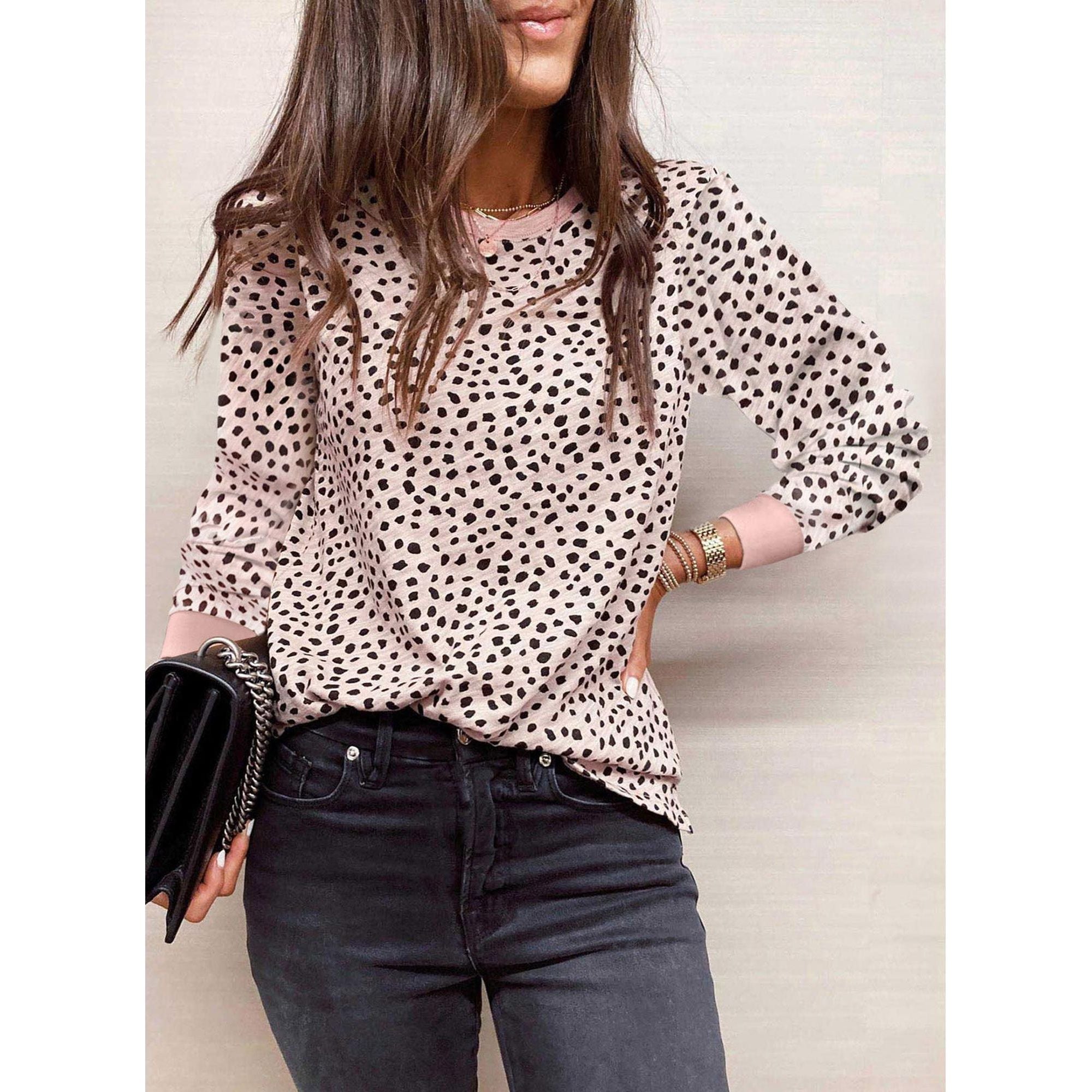 Azura Exchange Animal Spotted Print Long Sleeve Top - XL