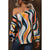 Azura Exchange Wavy Striped Boat Neck Puff Sleeve Blouse - M