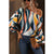 Azura Exchange Wavy Striped Boat Neck Puff Sleeve Blouse - M