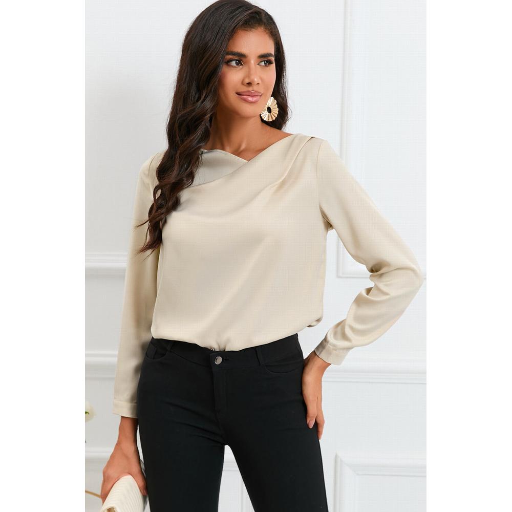 Azura Exchange Asymmetric V Neck Satin Blouse - 2XL