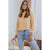 Azura Exchange Apricot Waffle Knit Turtleneck Top - XL