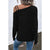 Azura Exchange Asymmetric Strappy Cold Shoulder Long Sleeve Top - L