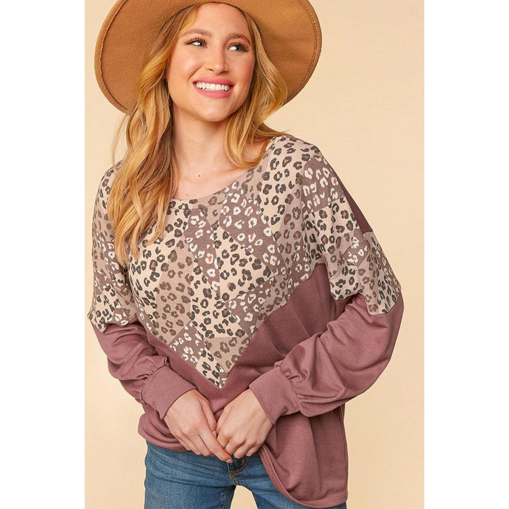 Azura Exchange Animal Print Patchwork Top - L