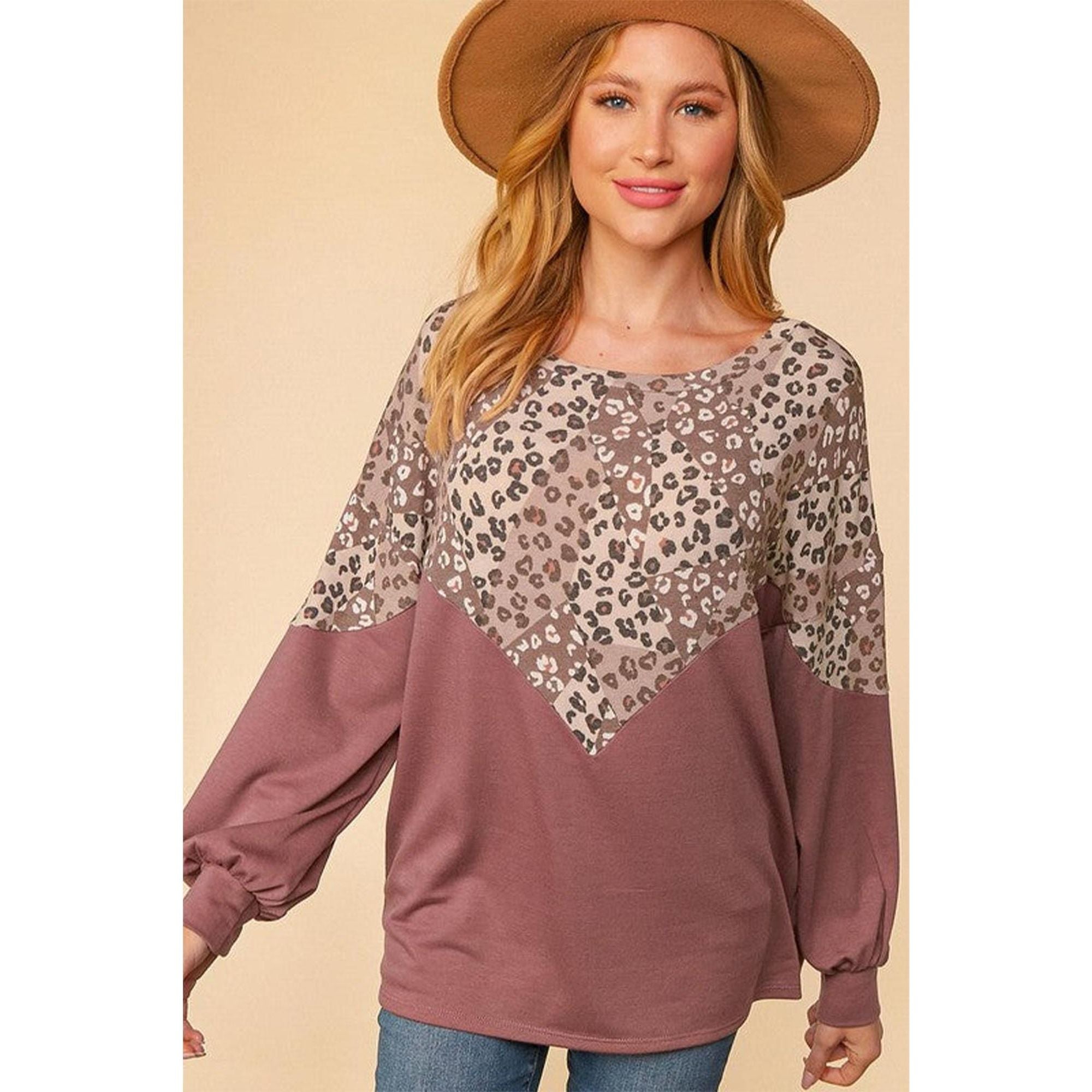 Azura Exchange Animal Print Patchwork Top - L