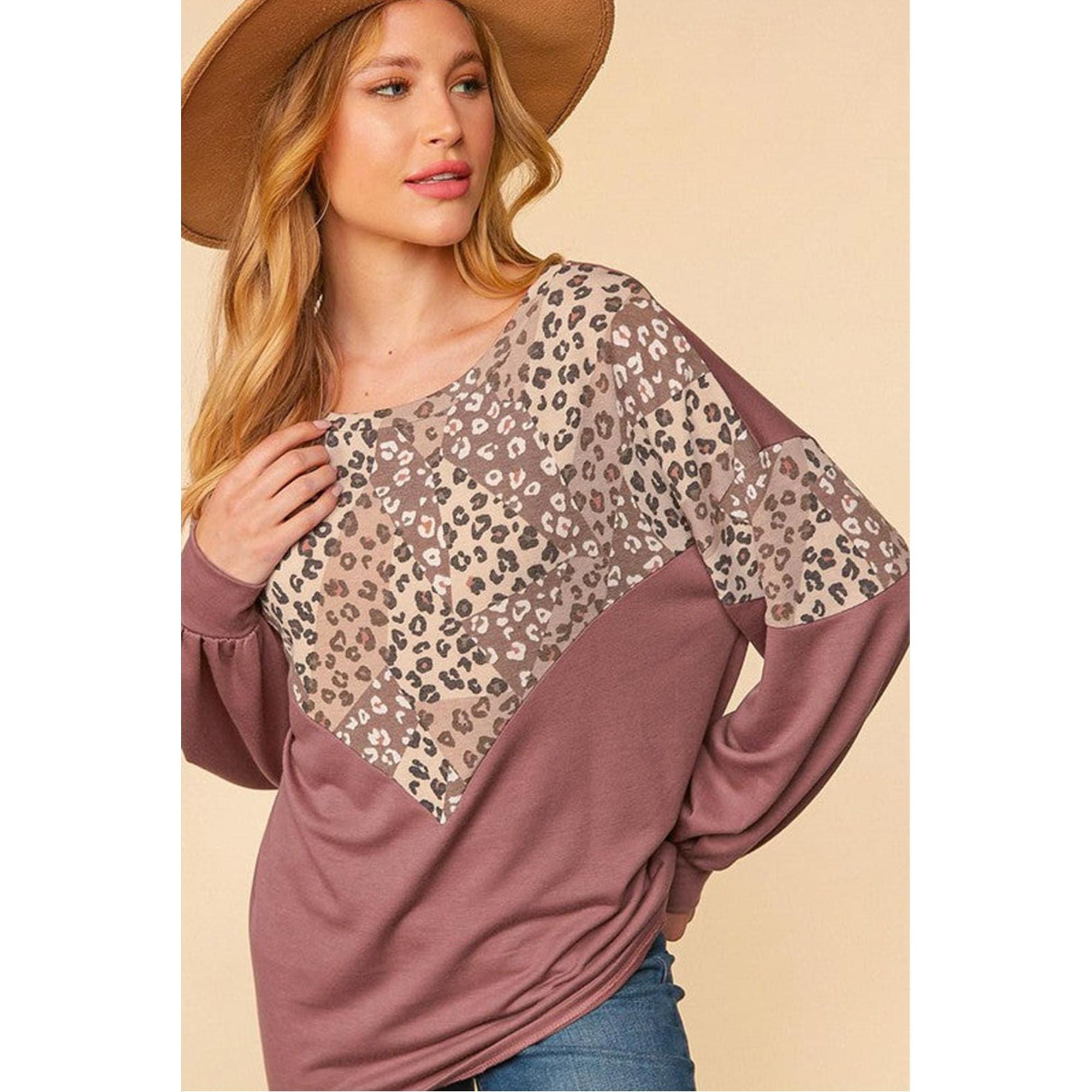 Azura Exchange Animal Print Patchwork Top - L