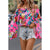 Azura Exchange Abstract Floral Print Off-shoulder Bell Sleeve Blouse - M