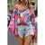 Azura Exchange Abstract Floral Print Off-shoulder Bell Sleeve Blouse - M