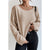 Azura Exchange Beige Drop Shoulder Loose Ribbed Knit Top - L