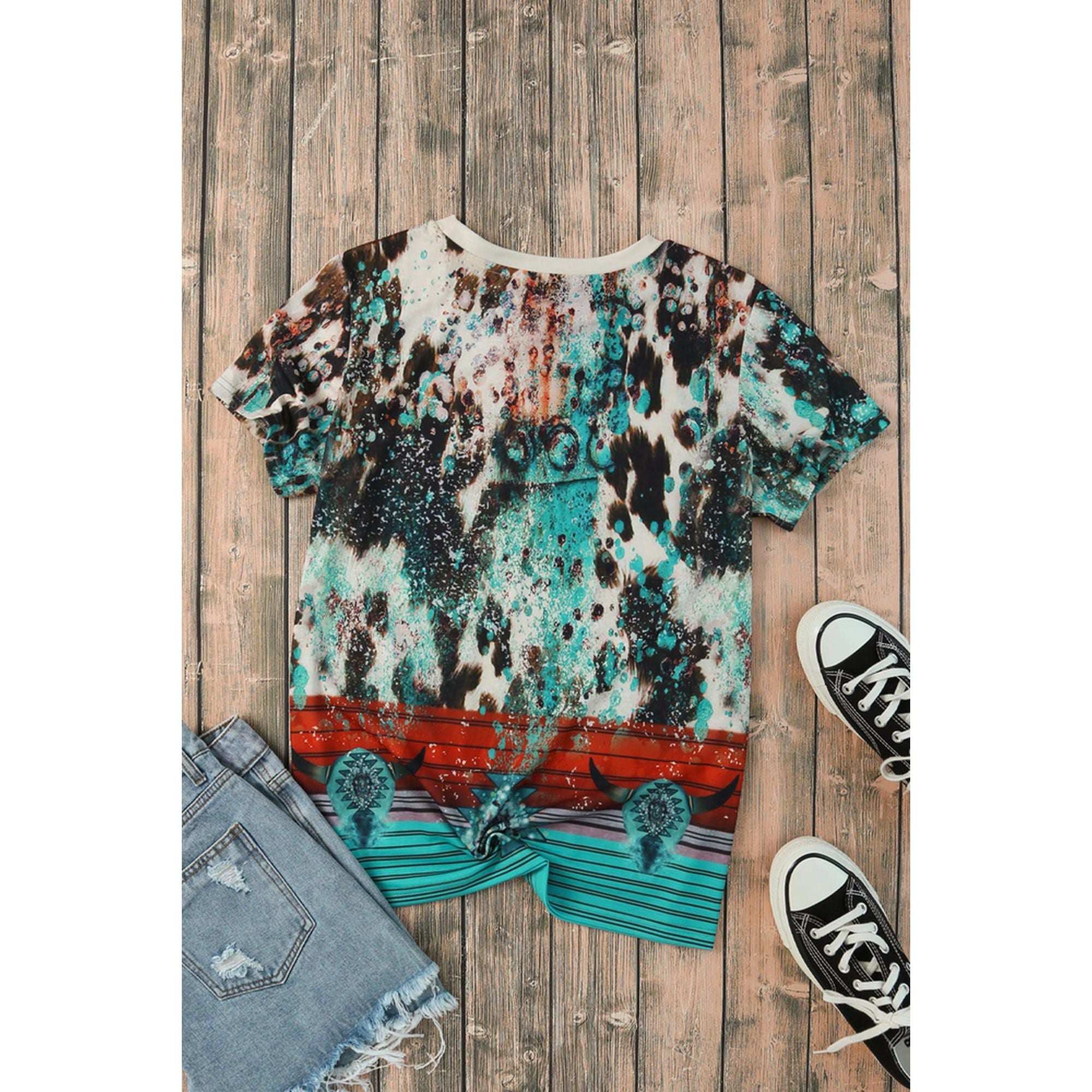 Azura Exchange Bleached Western Print Blank Graphic T-Shirt - S