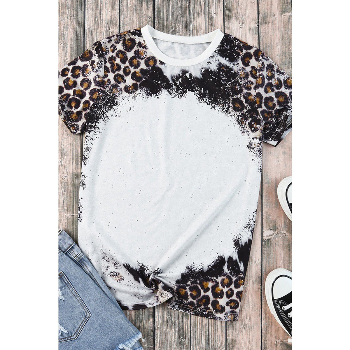 Azura Exchange Animal Print Bleached T-Shirt - M