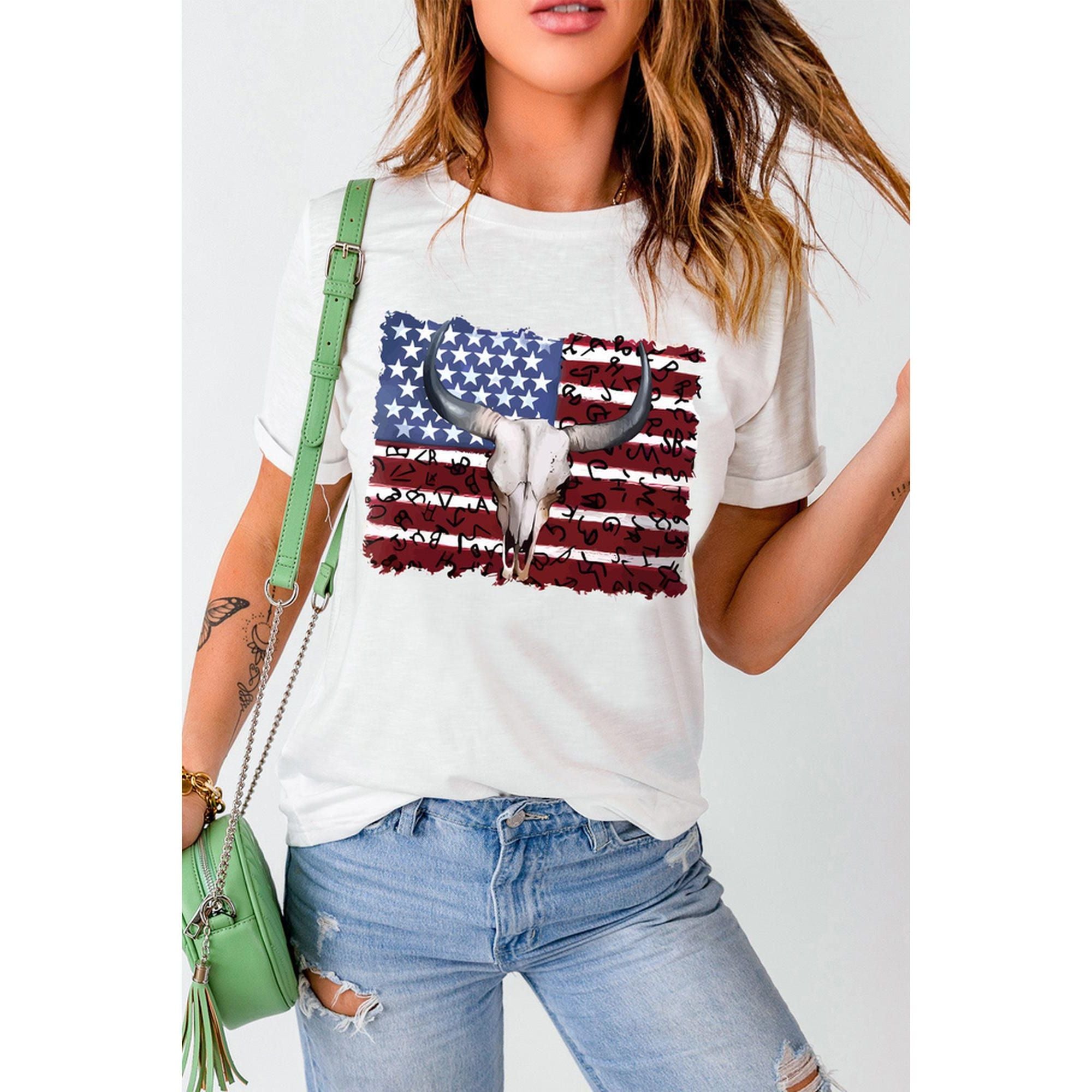 Azura Exchange American Flag Graphic Tee - L