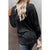 Azura Exchange Black Waffle Knit V Neck Long Sleeve Tunic Top - M