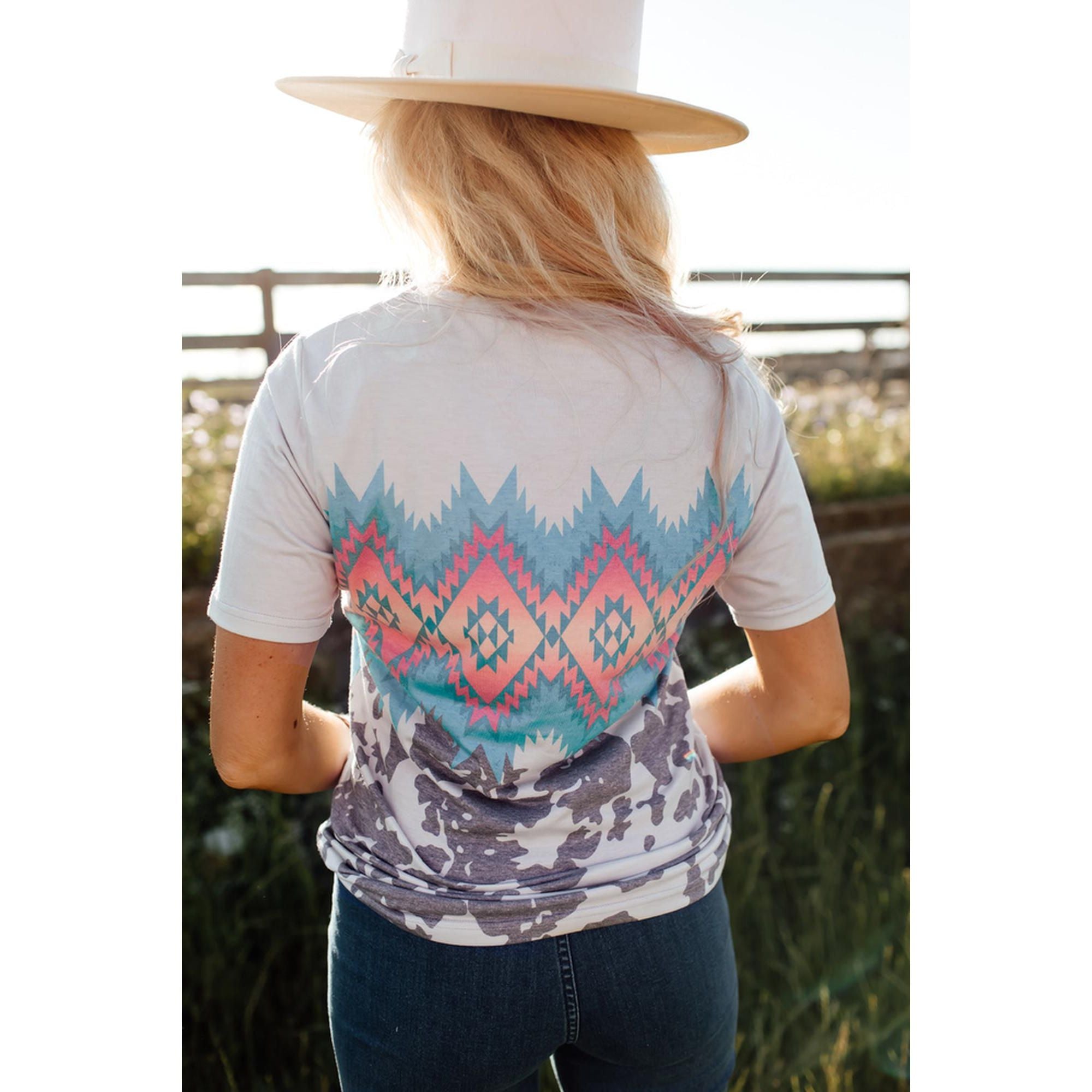 Azura Exchange Aztec Geometric Print T-shirt - 2XL