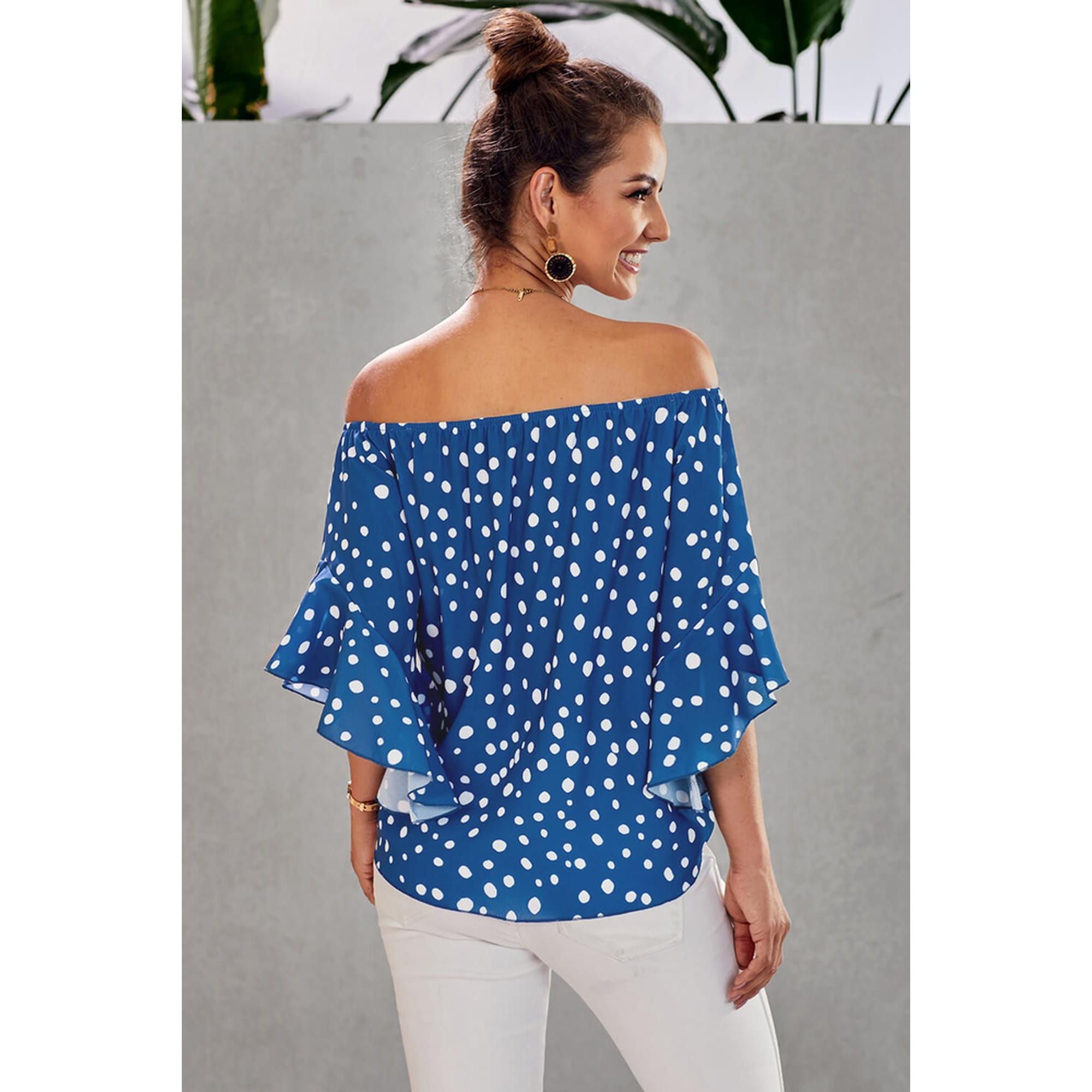 Azura Exchange Bell Sleeve Off Shoulder Tie Knot Top - S