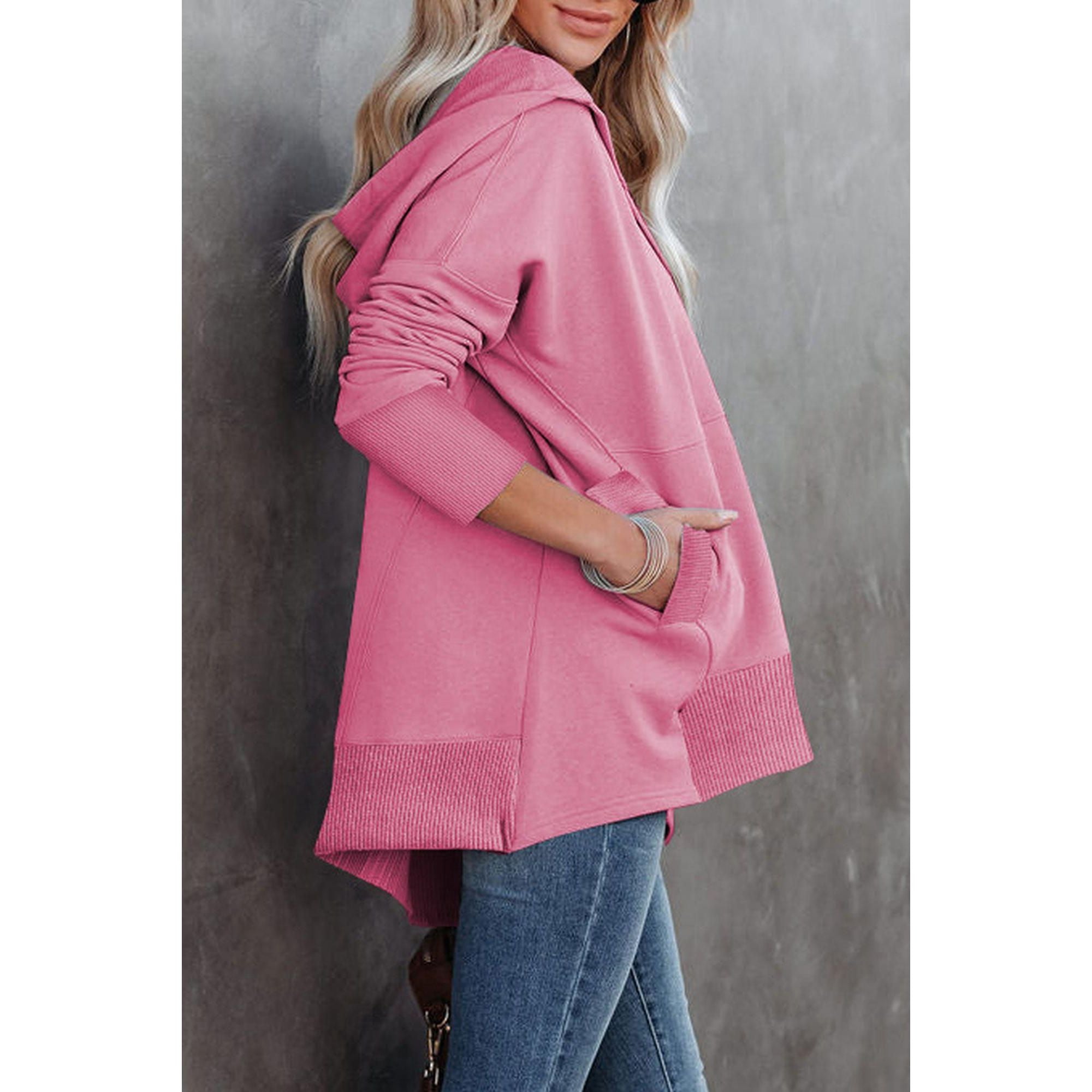 Azura Exchange Batwing Sleeve Pocketed Henley Hoodie - M