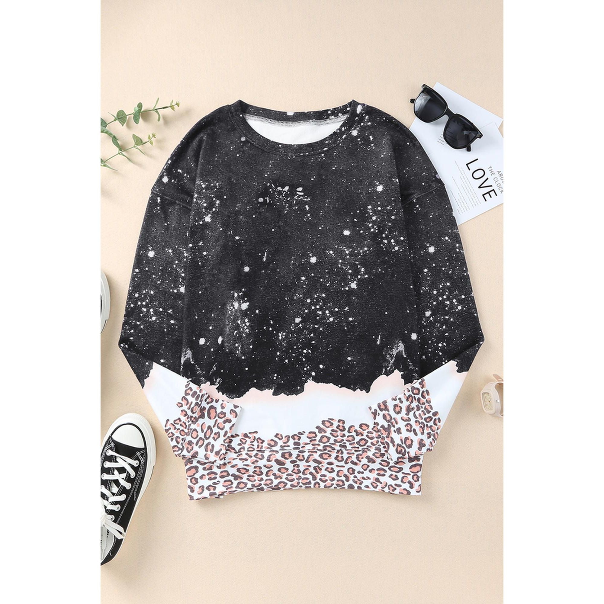 Azura Exchange Bleached Leopard Pullover Sweatshirt - L