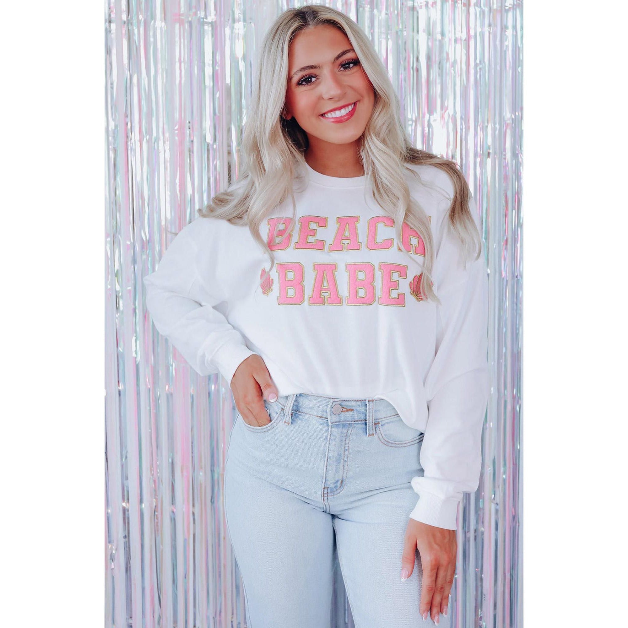 Azura Exchange BEACH BABE Slogan Graphic Sweatshirt - L