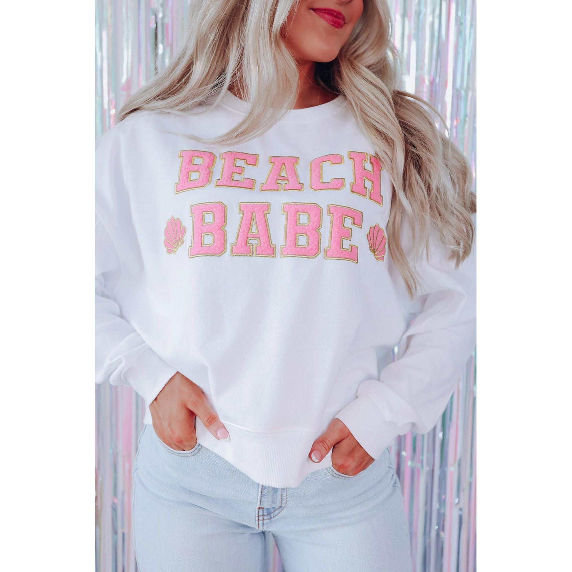 Azura Exchange BEACH BABE Slogan Graphic Sweatshirt - L