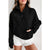 Azura Exchange Black Ribbed Thumbhole Sleeve Sweatshirt - L