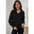 Azura Exchange Black Ribbed Thumbhole Sleeve Sweatshirt - L