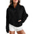 Azura Exchange Black Ribbed Thumbhole Sleeve Sweatshirt - S