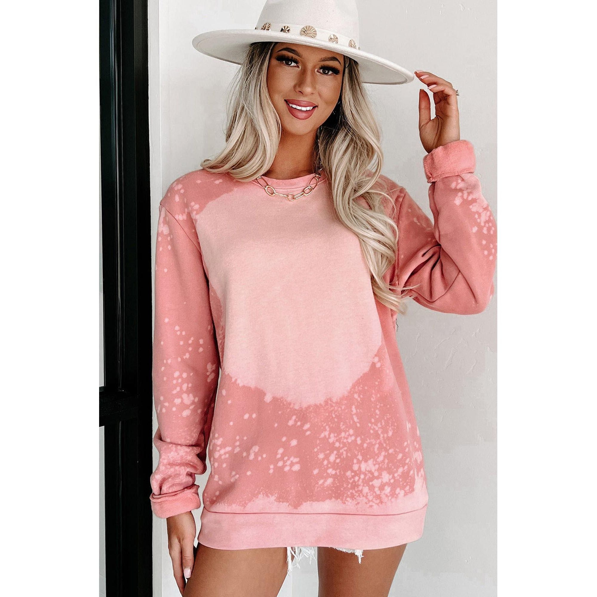 Azura Exchange Bleached Round Neck Pullover Sweatshirt - L