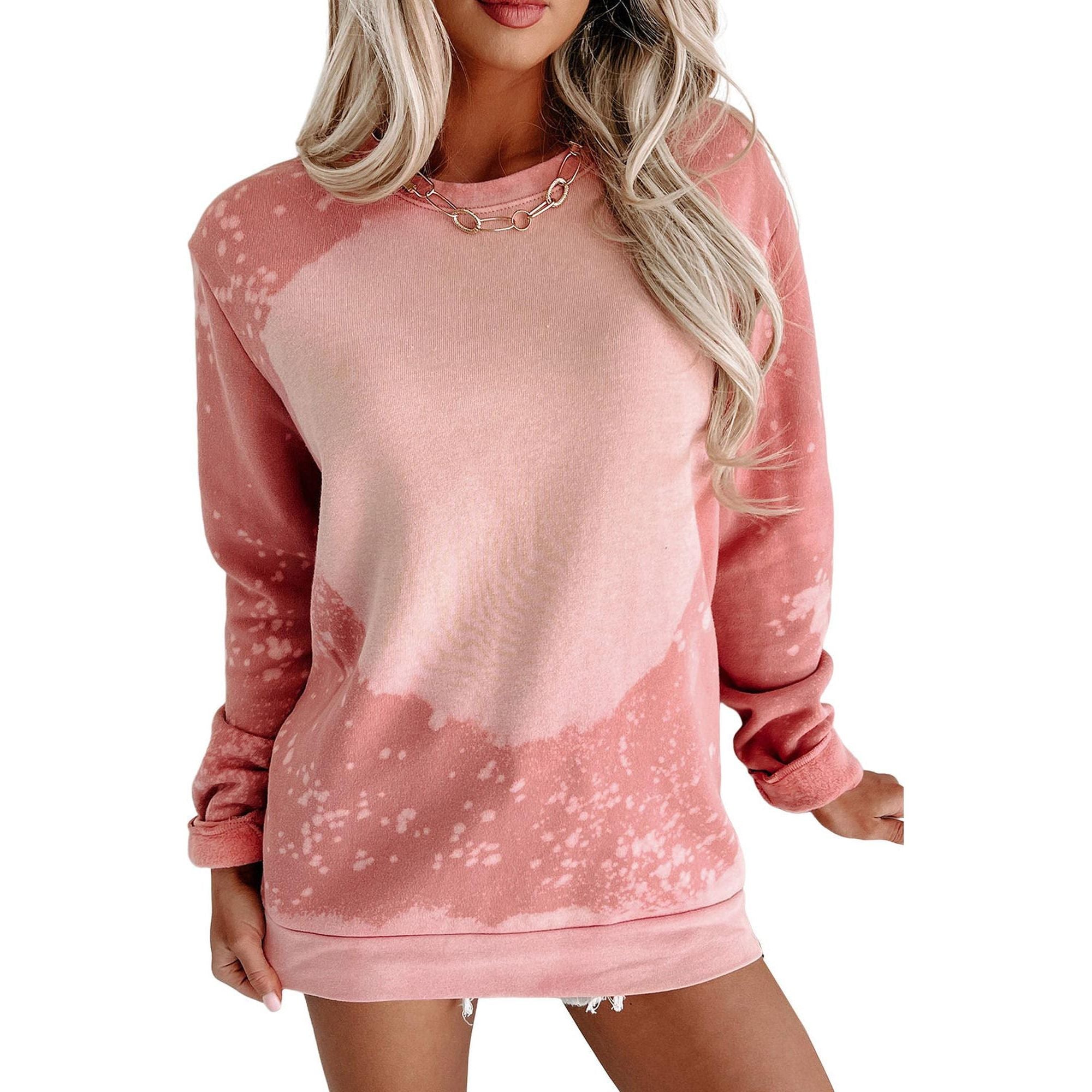 Azura Exchange Bleached Round Neck Pullover Sweatshirt - L