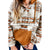 Azura Exchange Beige Aztec Print Half-Zip Hoodie with Kangaroo Pocket - M