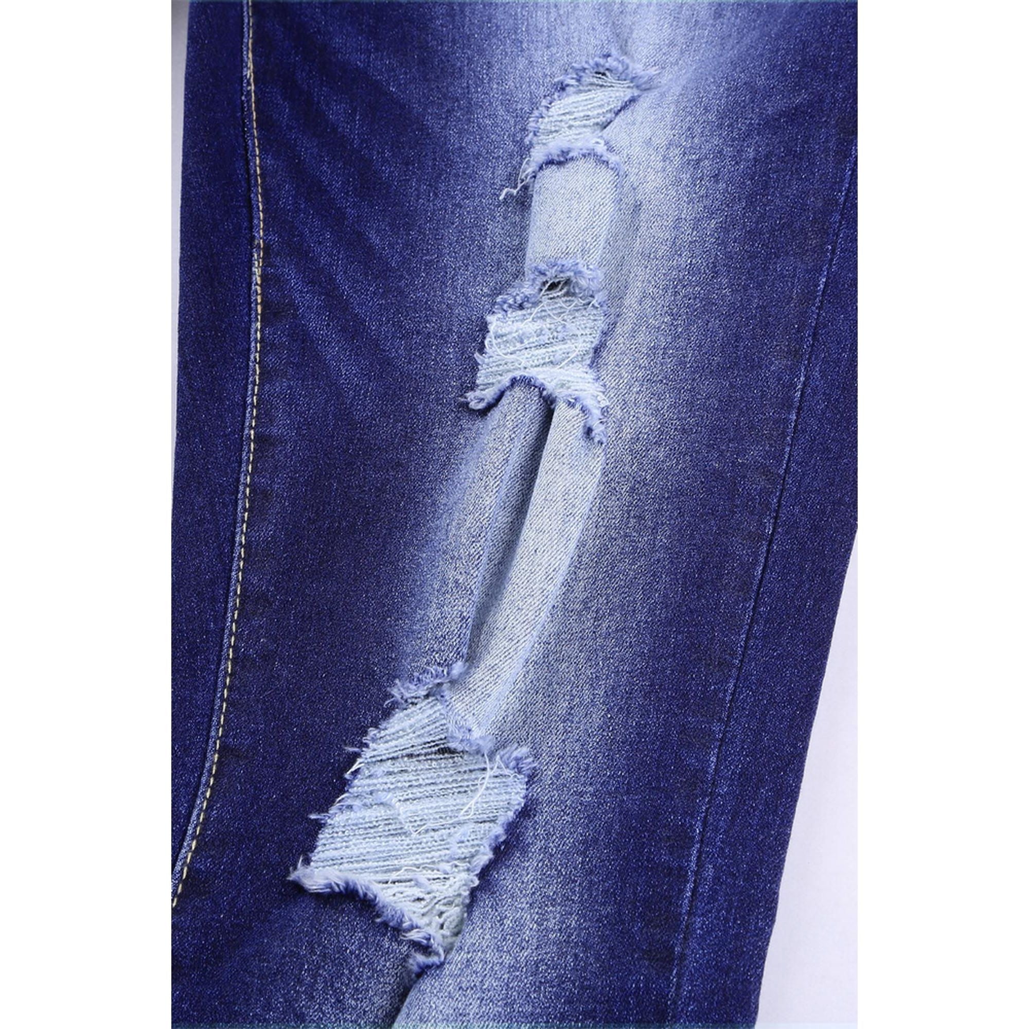 Azura Exchange Button Front Frayed Ankle Skinny Jeans - L