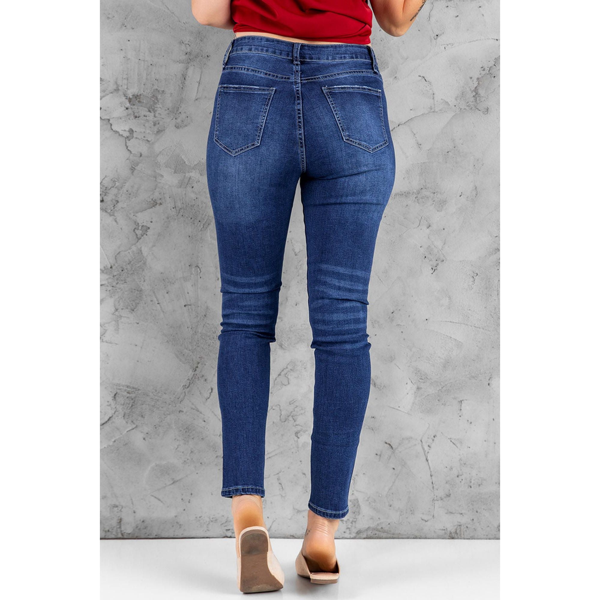 Azura Exchange Button Fly High Rise Skinny Jeans - M