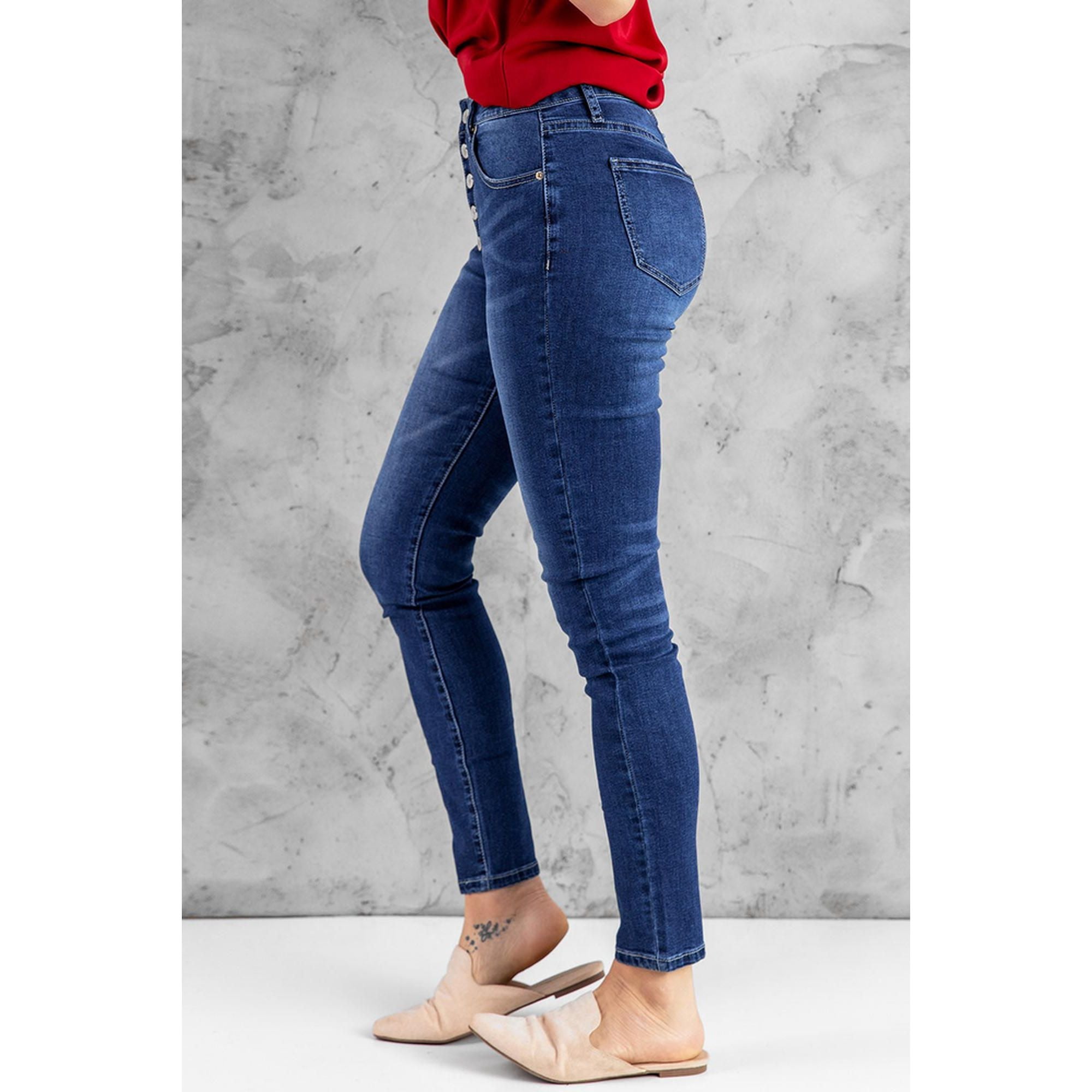 Azura Exchange Button Fly High Rise Skinny Jeans - M