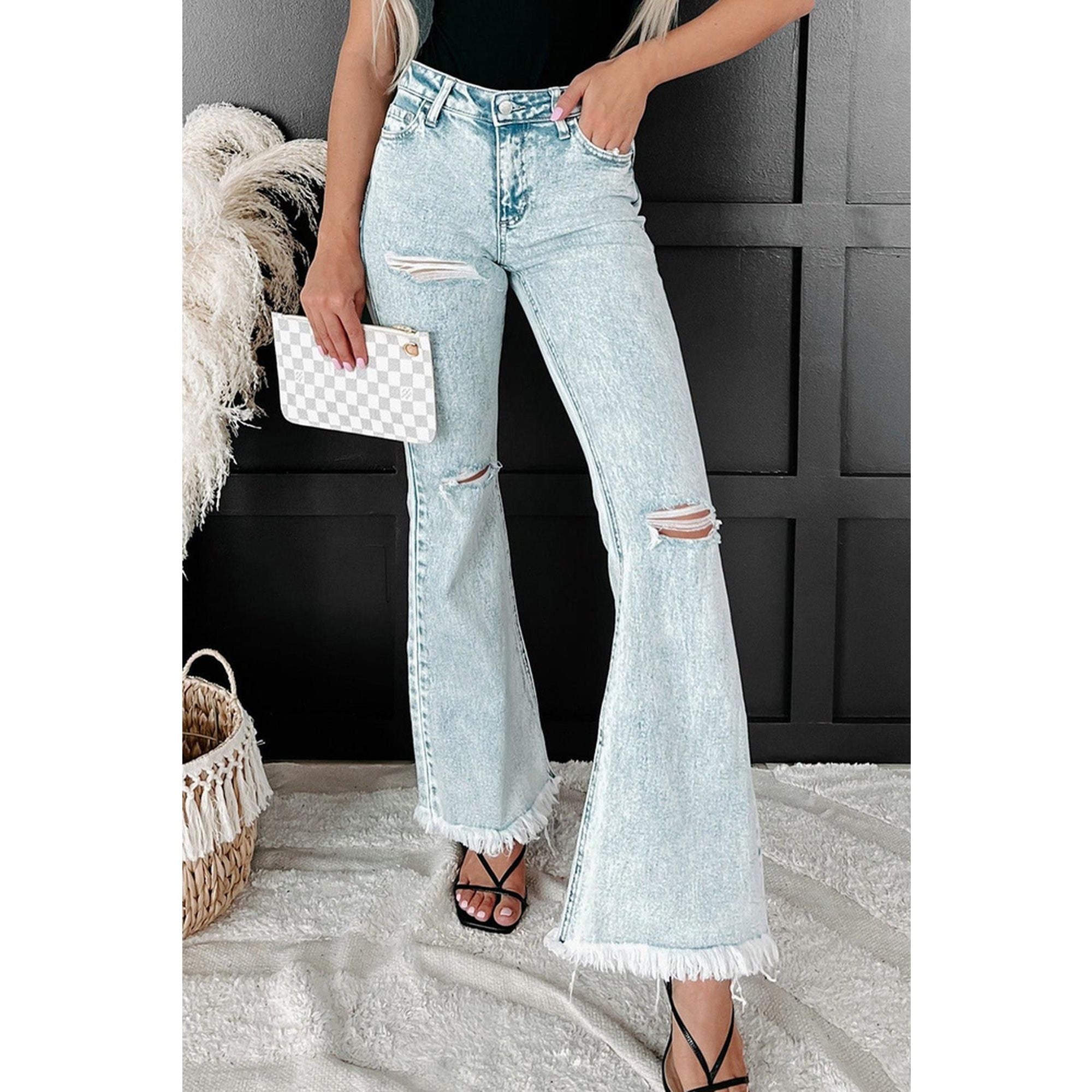 Azura Exchange Acid Wash Flare Jeans - 14 US