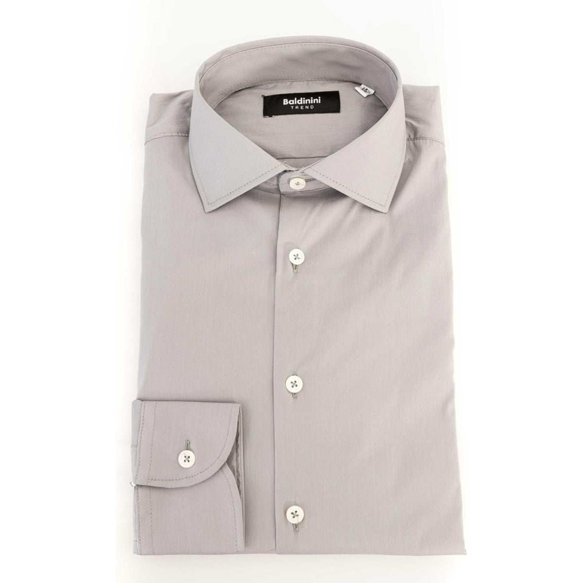 Slim Fit Button Front Shirt with Italian Collar and Logo Insert 44 IT Men