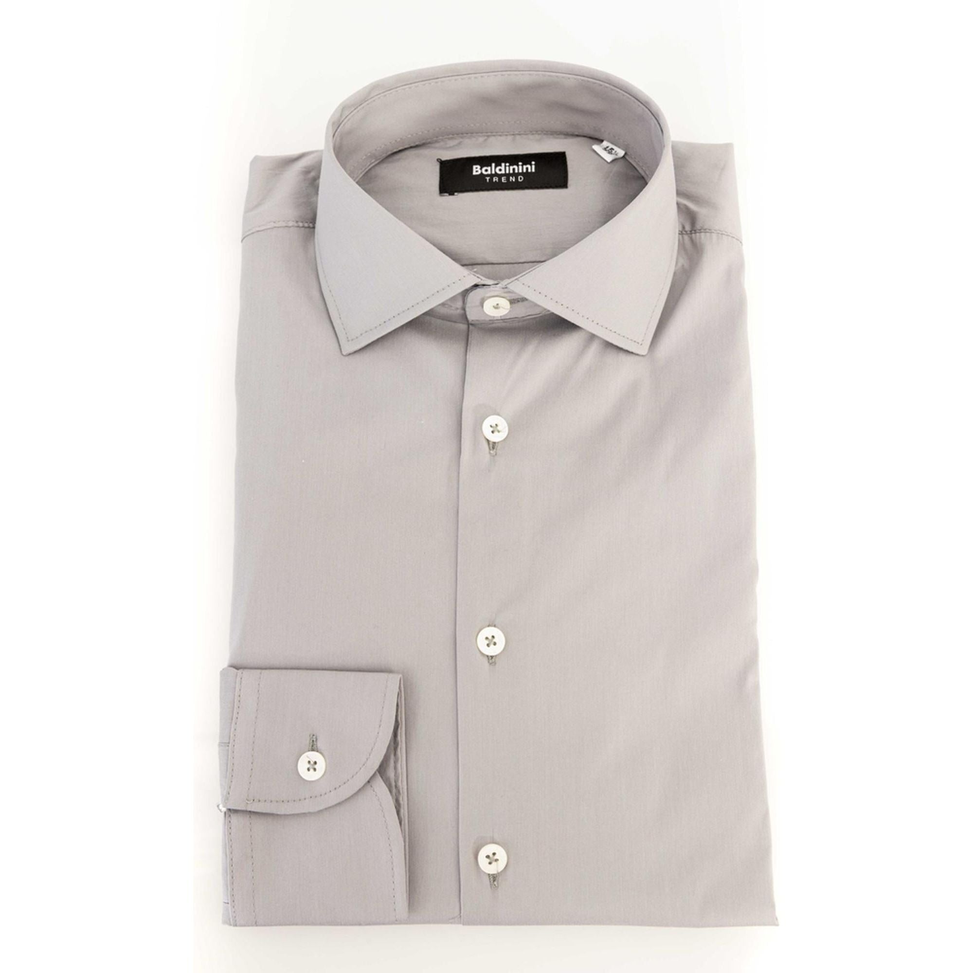 Slim Fit Button Front Shirt with Italian Collar and Logo Insert 39 IT Men