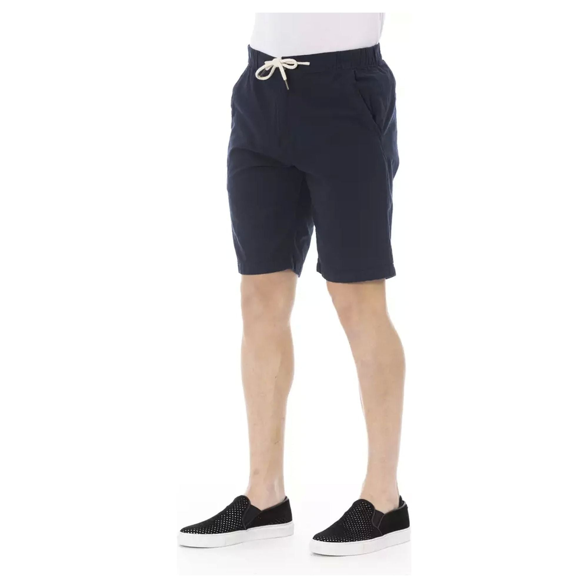 Solid Color Drawstring Bermuda Shorts with Pockets XL Men