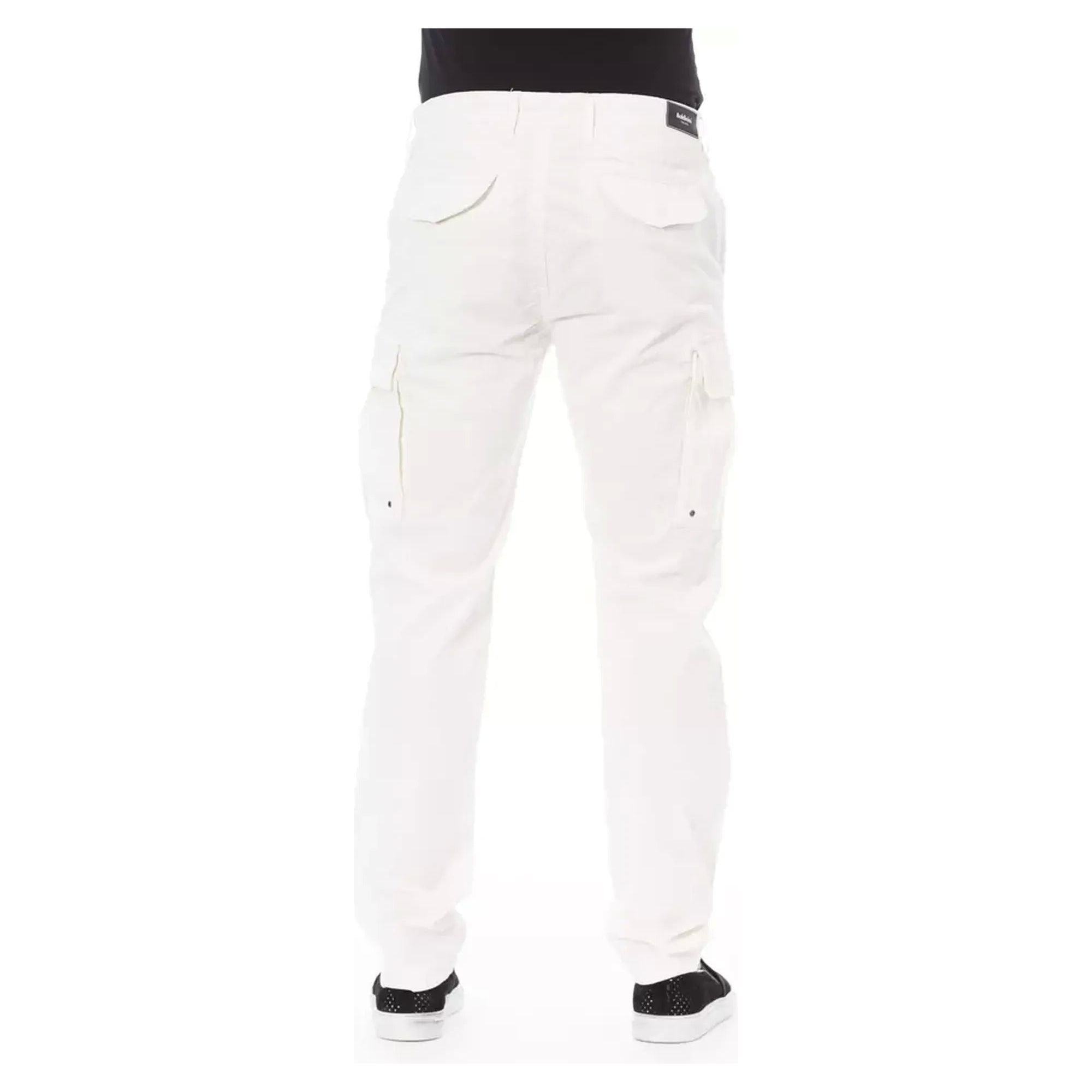 Solid Color Cargo Trousers with Zipper and Button Closure W30 US Men