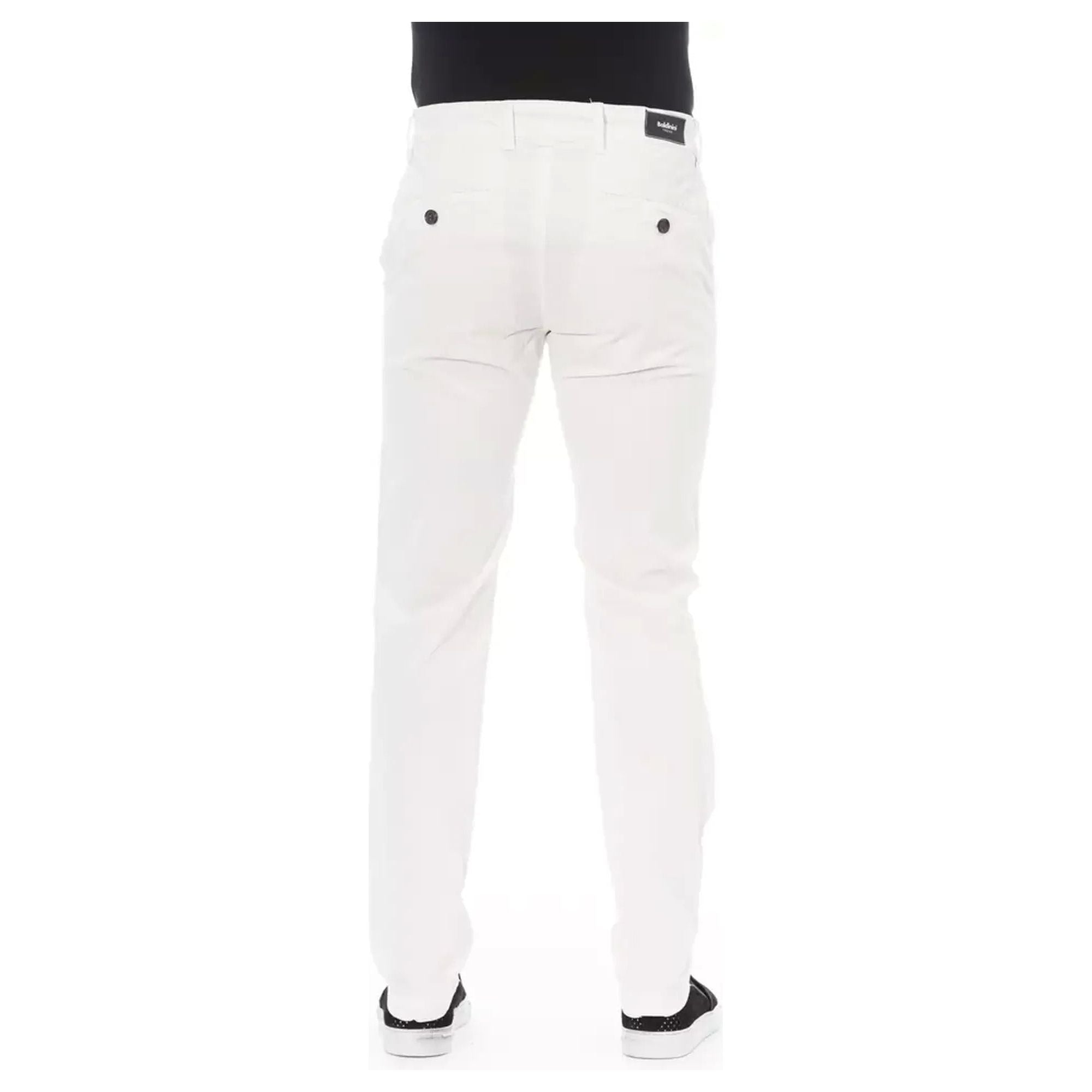 Solid Color Chino Trousers with Zipper and Button Closure W30 US Men