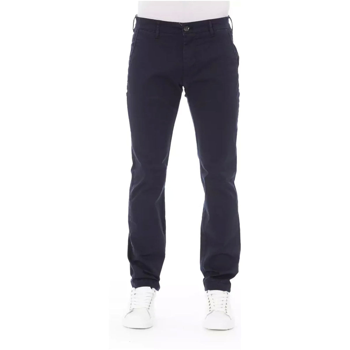 Solid Color Chino Trousers with Zipper and Button Closure W32 US Men